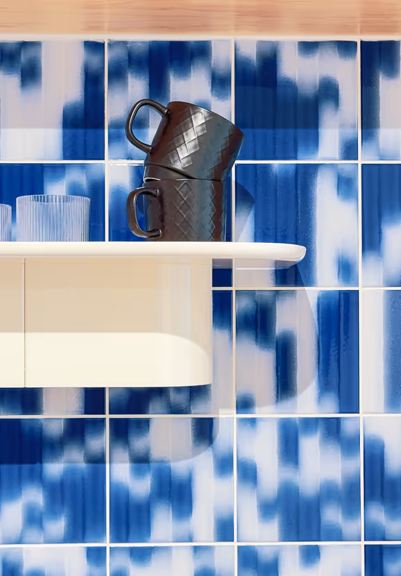 Opticians - Mugs and tiled wall